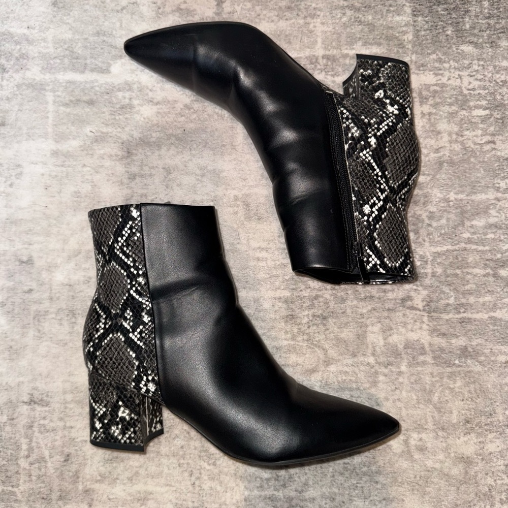 Nine West Black and Snakeskin Ankle Booties